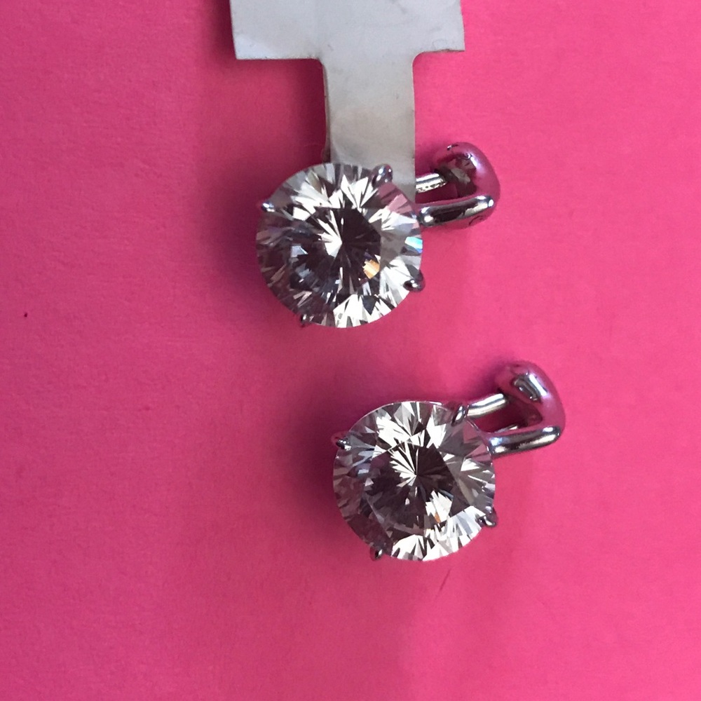 Clipon Round Diamond-like Earrings